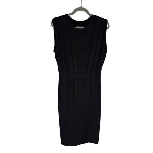 Athleta Santorini Cinch Knit Tank Dress Midi Black-sz Medium - Picture 3 of 9